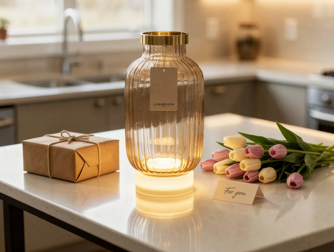LumaBloom Glow Vase styled as a thoughtful gift